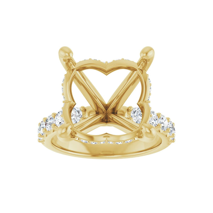 14K Yellow Gold 15 mm Round 3/4 CTW Lab-Grown Diamond Semi-Set Engagement Ring