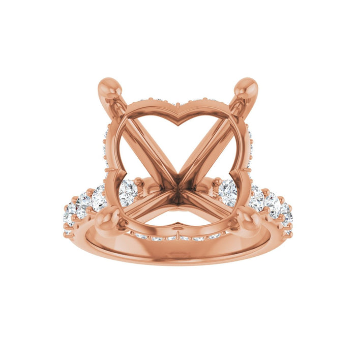 14K Rose Gold 15 mm Round 3/4 CTW Lab-Grown Diamond Semi-Set Engagement Ring