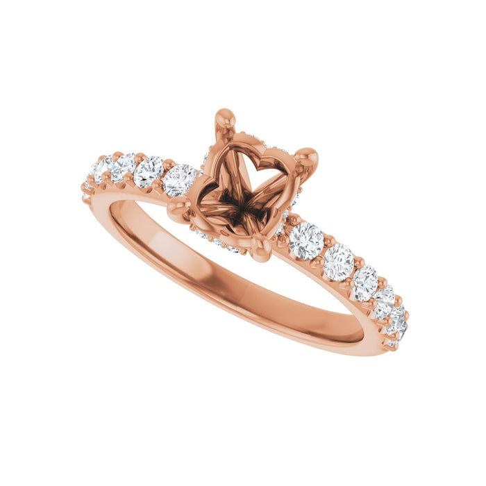 14K Rose Gold 8x 6 mm Oval 1/2 CTW Lab-Grown Diamond Semi-Set Engagement Ring