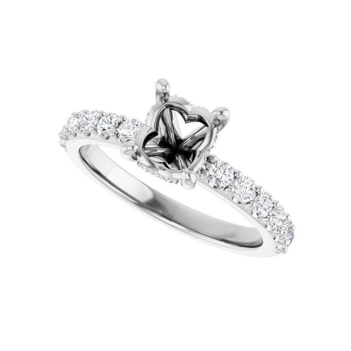 Platinum 8x 6 mm Oval 1/2 CTW Lab-Grown Diamond Semi-Set Engagement Ring