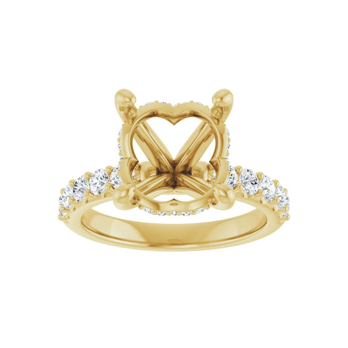 14K Yellow Gold 12x 10 mm Oval 5/8 CTW Lab-Grown Diamond Semi-Set Engagement Ring