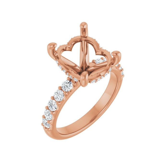14K Rose Gold 14x 10 mm Oval 5/8 CTW Lab-Grown Diamond Semi-Set Engagement Ring
