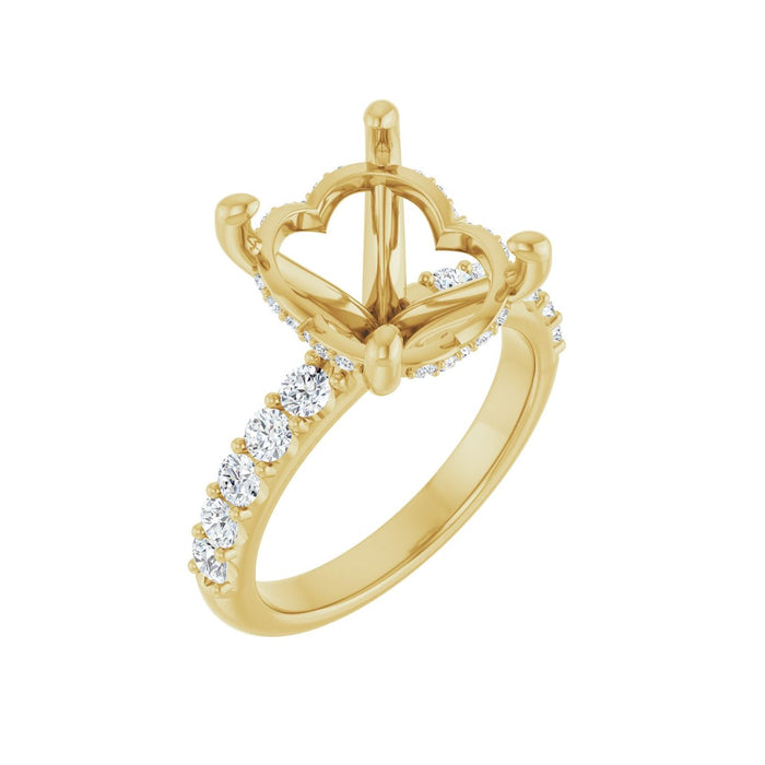 14K Yellow Gold 14x 10 mm Oval 5/8 CTW Lab-Grown Diamond Semi-Set Engagement Ring