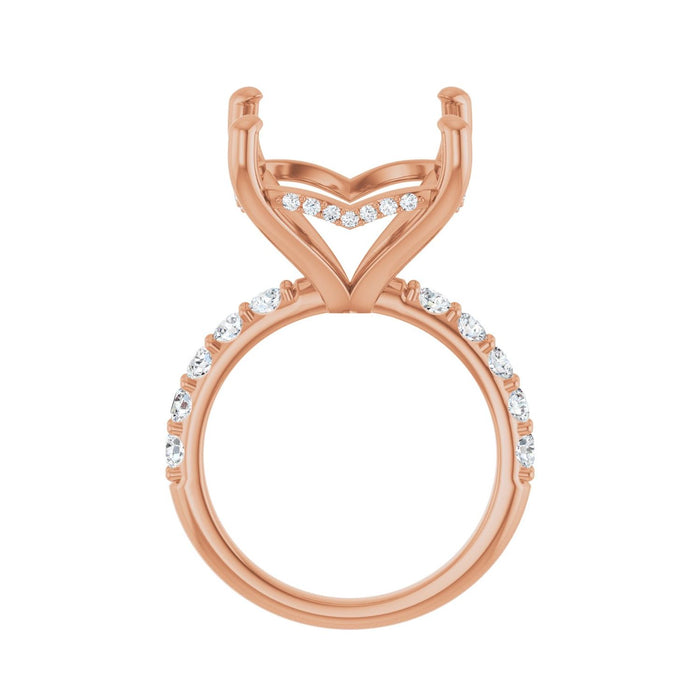14K Rose Gold 15x 15 mm Cushion 3/4 CTW Lab-Grown Diamond Semi-Set Engagement Ring