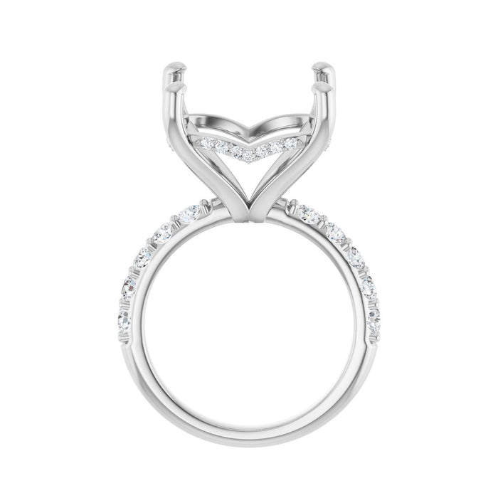 14K White Gold 15x 15 mm Cushion 3/4 CTW Lab-Grown Diamond Semi-Set Engagement Ring