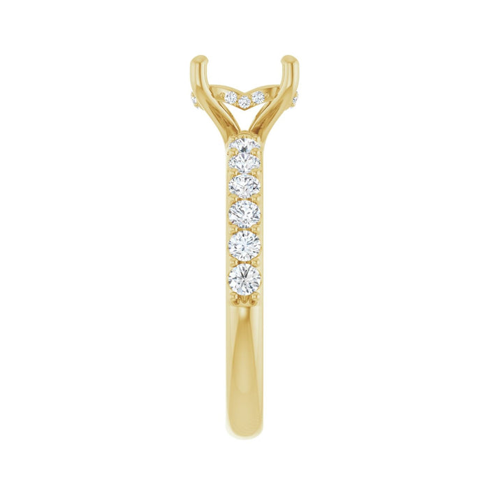 14K Yellow Gold 9x 7 mm Oval 1/2 CTW Lab-Grown Diamond Semi-Set Engagement Ring