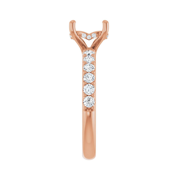 14K Rose Gold 9x 7 mm Oval 1/2 CTW Lab-Grown Diamond Semi-Set Engagement Ring