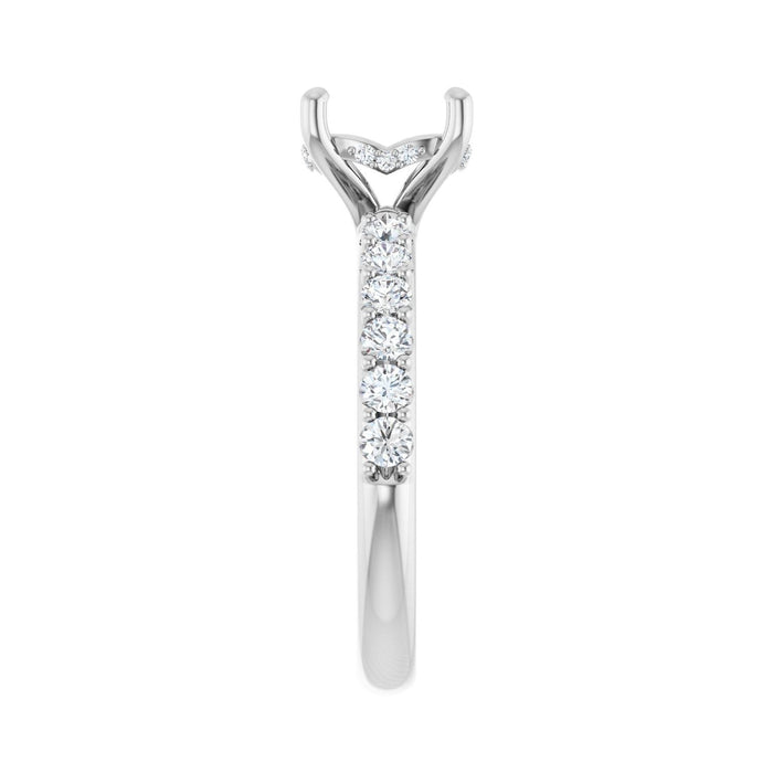 14K White Gold 9x 7 mm Oval 1/2 CTW Lab-Grown Diamond Semi-Set Engagement Ring