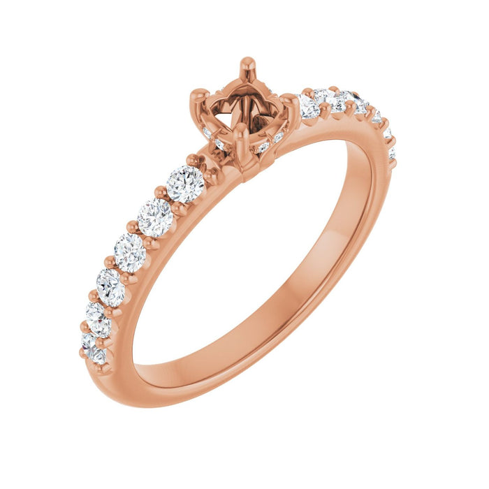 14K Rose Gold 4.1 mm Round 3/8 CTW Lab-Grown Diamond Semi-Set Engagement Ring