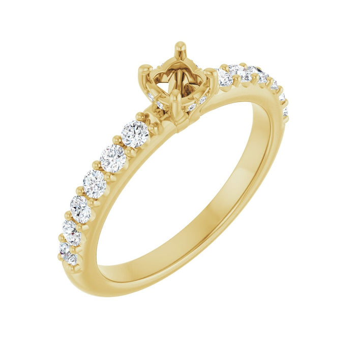 14K Yellow Gold 4.1 mm Round 3/8 CTW Lab-Grown Diamond Semi-Set Engagement Ring
