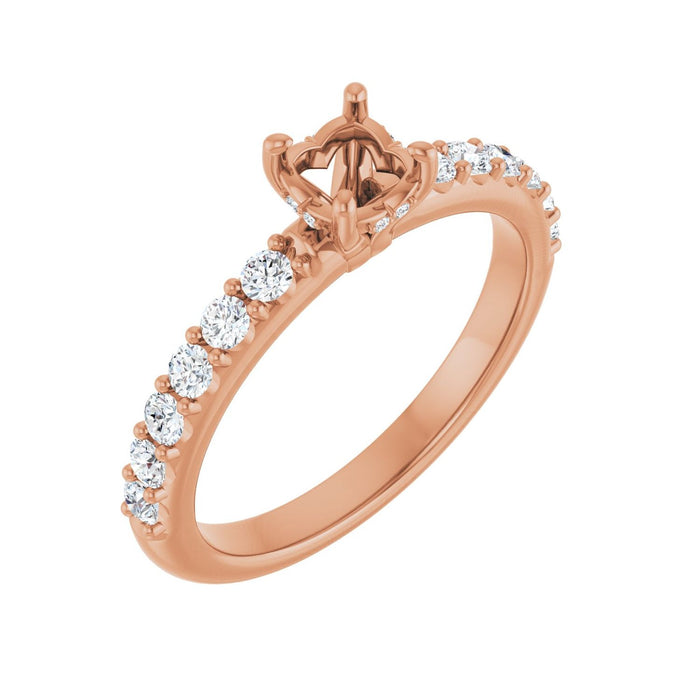 14K Rose Gold 4.8 mm Round 3/8 CTW Lab-Grown Diamond Semi-Set Engagement Ring