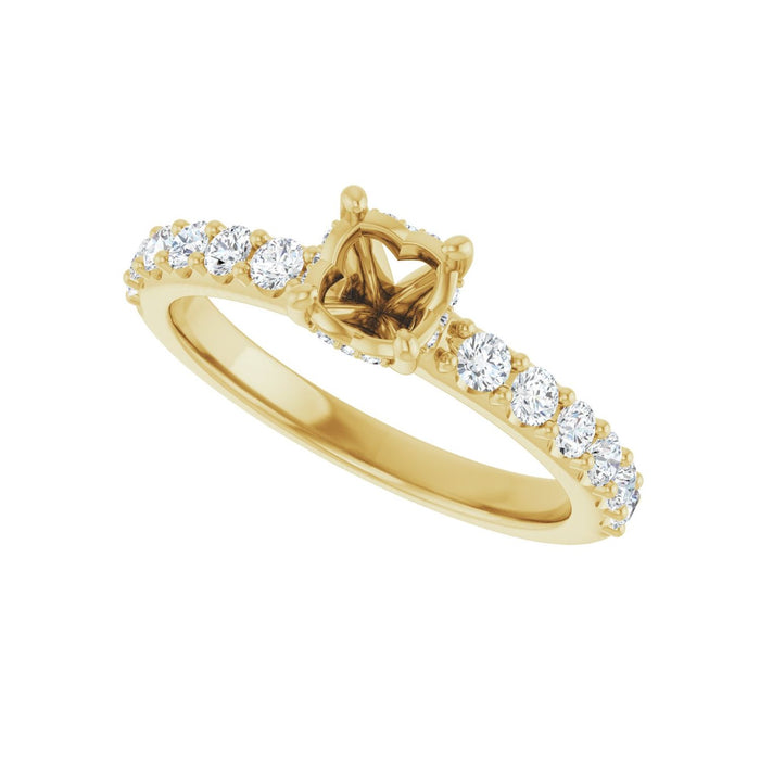 14K Yellow Gold 5.2 mm Round 1/2 CTW Lab-Grown Diamond Semi-Set Engagement Ring