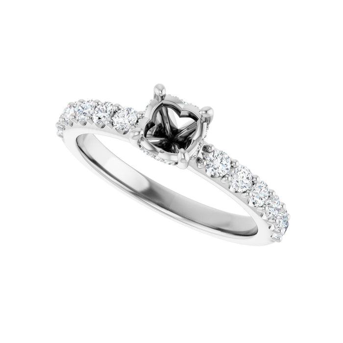 14K White Gold 5.2 mm Round 1/2 CTW Lab-Grown Diamond Semi-Set Engagement Ring