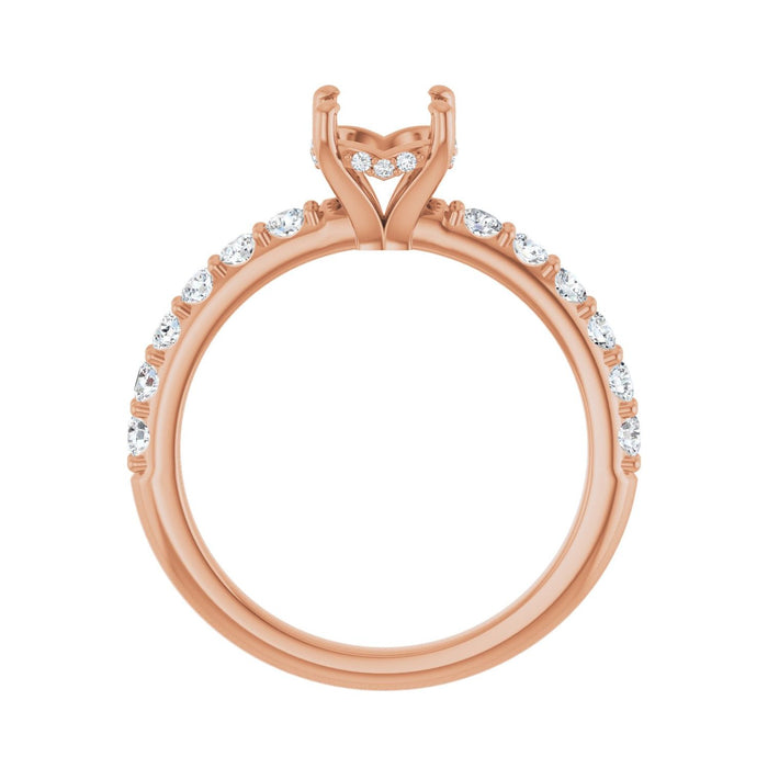 14K Rose Gold 6.5 mm Round 1/2 CTW Lab-Grown Diamond Semi-Set Engagement Ring