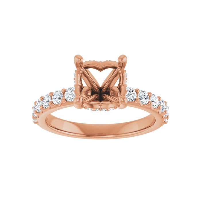 14K Rose Gold 8.2 mm Round 1/2 CTW Lab-Grown Diamond Semi-Set Engagement Ring