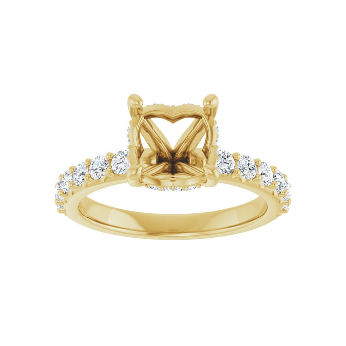 14K Yellow Gold 8.2 mm Round 1/2 CTW Lab-Grown Diamond Semi-Set Engagement Ring