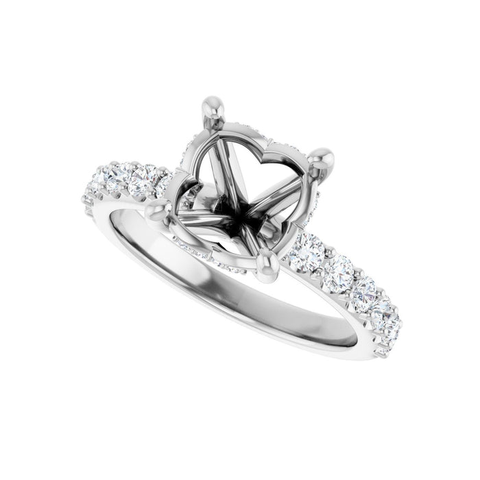 Platinum 8.8 mm Round 1/2 CTW Lab-Grown Diamond Semi-Set Engagement Ring