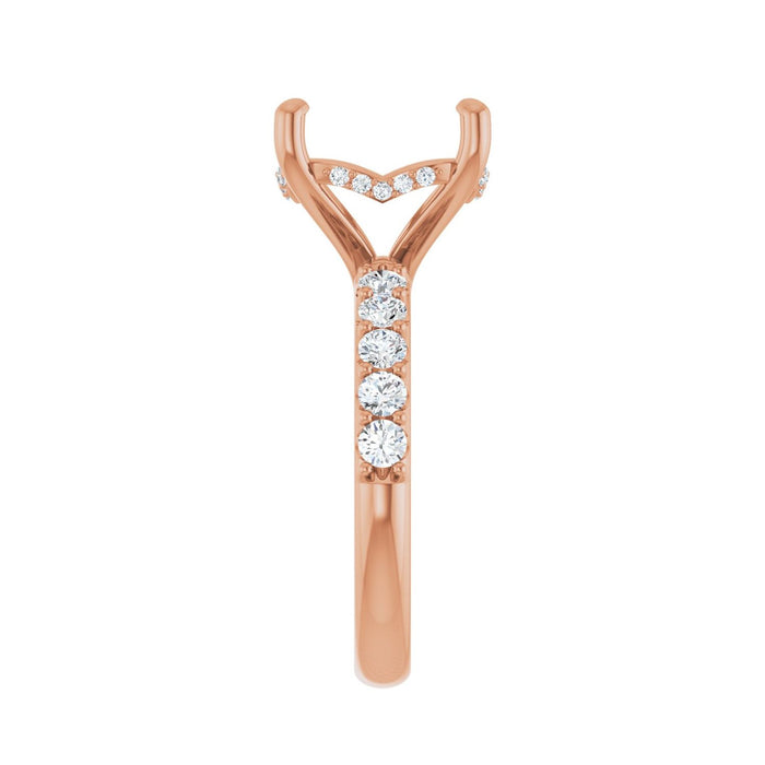 14K Rose Gold 12 mm Round 5/8 CTW Lab-Grown Diamond Semi-Set Engagement Ring