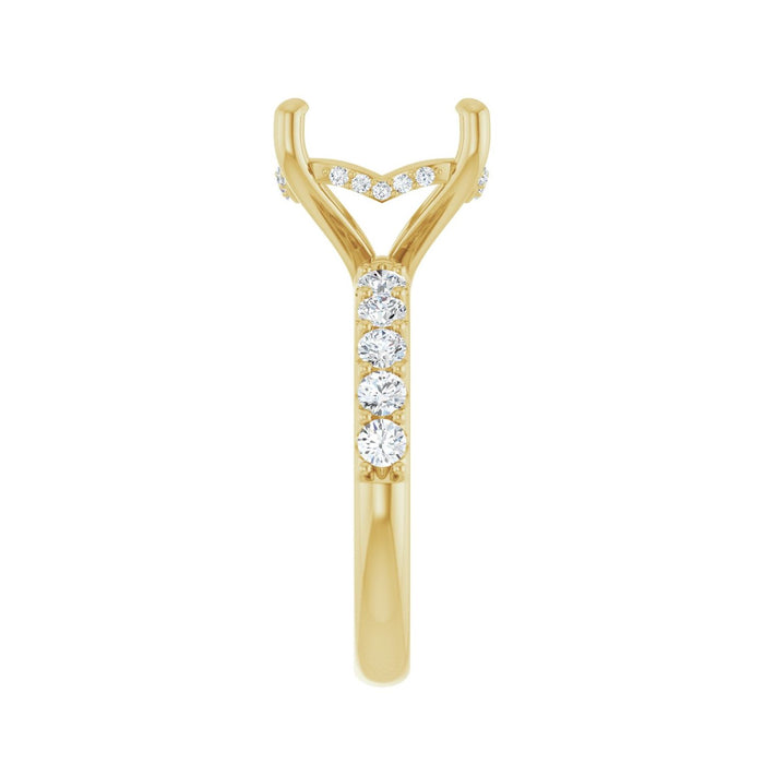 14K Yellow Gold 12 mm Round 5/8 CTW Lab-Grown Diamond Semi-Set Engagement Ring