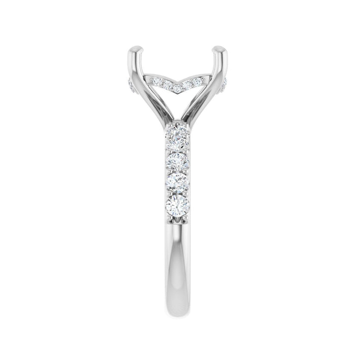 14K White Gold 12 mm Round 5/8 CTW Lab-Grown Diamond Semi-Set Engagement Ring