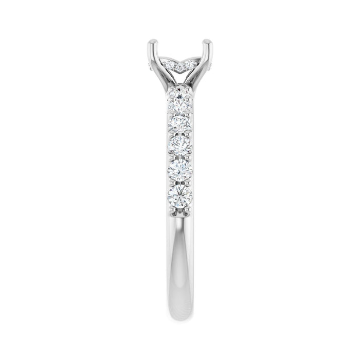 14K White Gold 7x 5 mm Oval 1/2 CTW Lab-Grown Diamond Semi-Set Engagement Ring