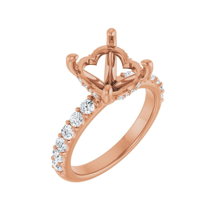 14K Rose Gold 11x 9 mm Oval 5/8 CTW Lab-Grown Diamond Semi-Set Engagement Ring