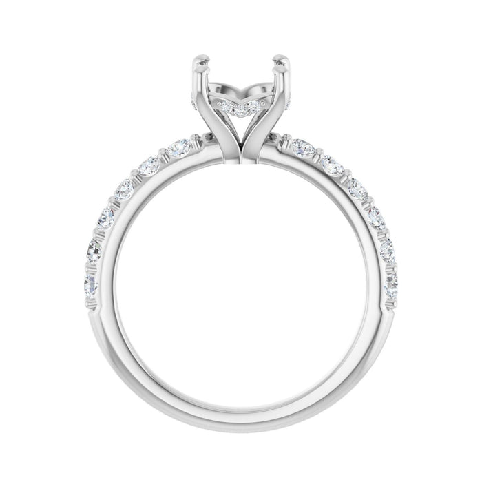 Platinum 7.4 mm Round 1/2 CTW Lab-Grown Diamond Semi-Set Engagement Ring