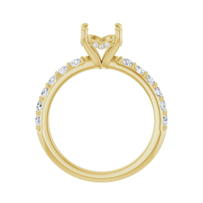 14K Yellow Gold 7.4 mm Round 1/2 CTW Lab-Grown Diamond Semi-Set Engagement Ring