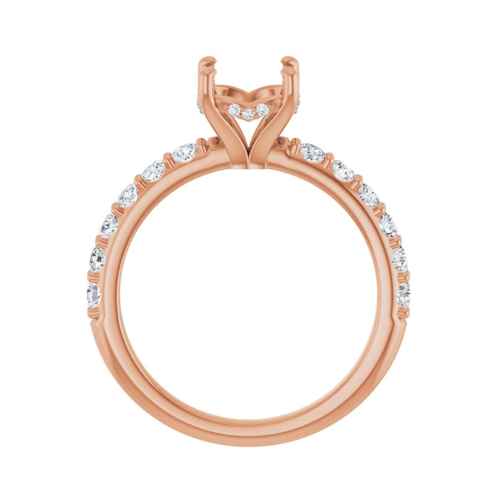 14K Rose Gold 7.4 mm Round 1/2 CTW Lab-Grown Diamond Semi-Set Engagement Ring