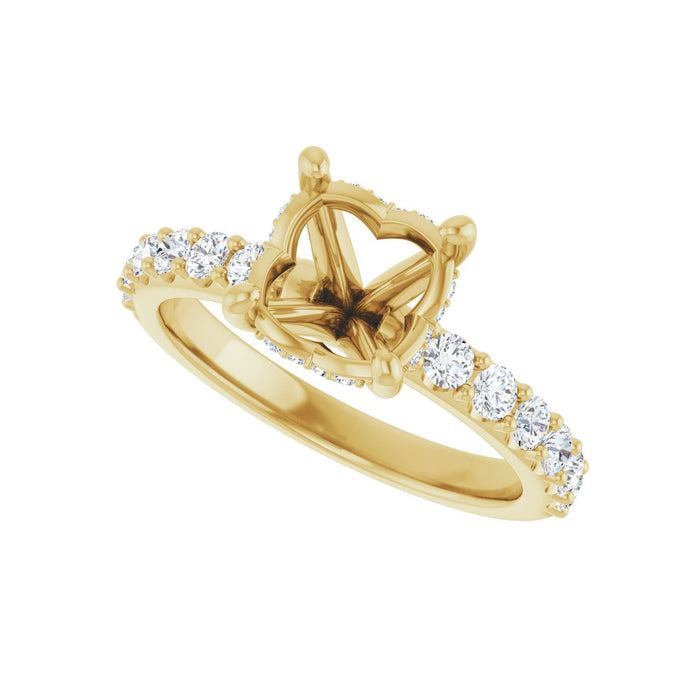 14K Yellow Gold 8 mm Round 1/2 CTW Lab-Grown Diamond Semi-Set Engagement Ring