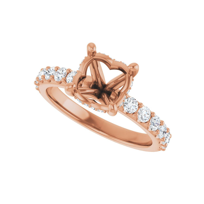 14K Rose Gold 8 mm Round 1/2 CTW Lab-Grown Diamond Semi-Set Engagement Ring