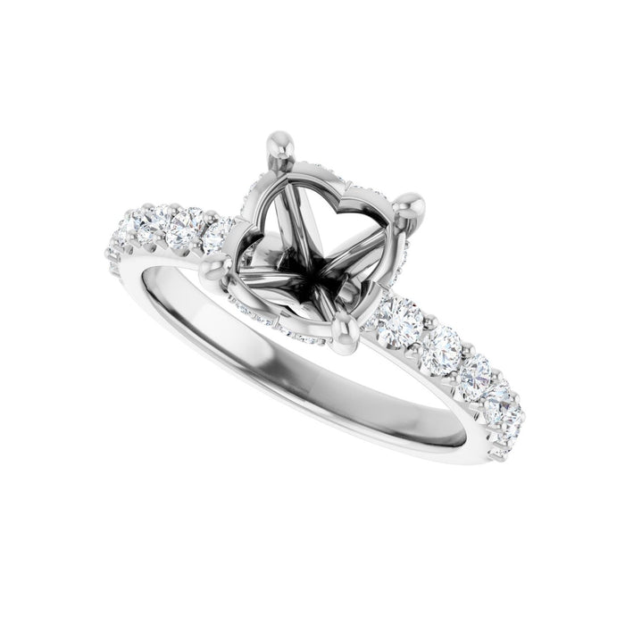 14K White Gold 8 mm Round 1/2 CTW Lab-Grown Diamond Semi-Set Engagement Ring