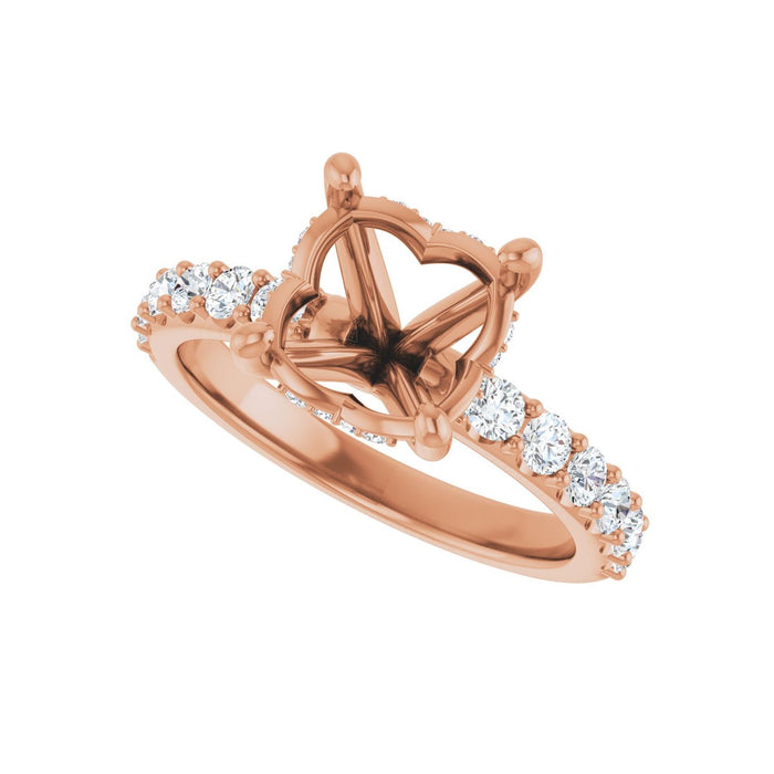 14K Rose Gold 9 mm Round 1/2 CTW Lab-Grown Diamond Semi-Set Engagement Ring