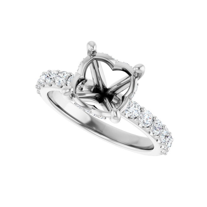 14K White Gold 9 mm Round 1/2 CTW Lab-Grown Diamond Semi-Set Engagement Ring