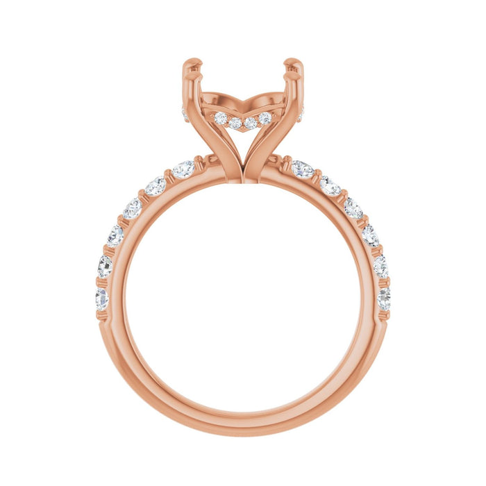 14K Rose Gold 10 mm Round 5/8 CTW Lab-Grown Diamond Semi-Set Engagement Ring