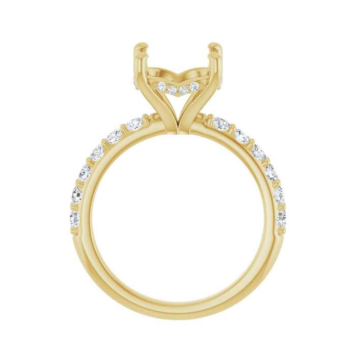 14K Yellow Gold 10 mm Round 5/8 CTW Lab-Grown Diamond Semi-Set Engagement Ring