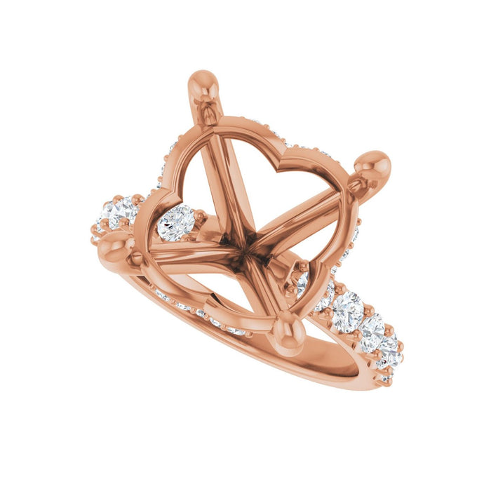 14K Rose Gold 14 mm Round 3/4 CTW Lab-Grown Diamond Semi-Set Engagement Ring
