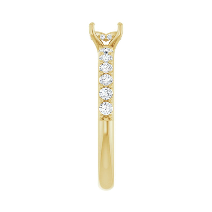 14K Yellow Gold 6x 4 mm Oval 3/8 CTW Lab-Grown Diamond Semi-Set Engagement Ring