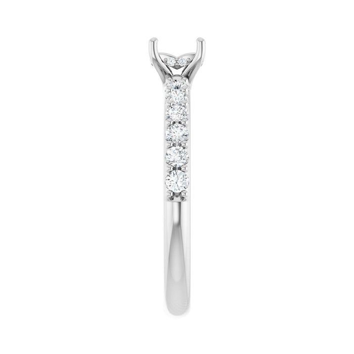 14K White Gold 6x 4 mm Oval 3/8 CTW Lab-Grown Diamond Semi-Set Engagement Ring