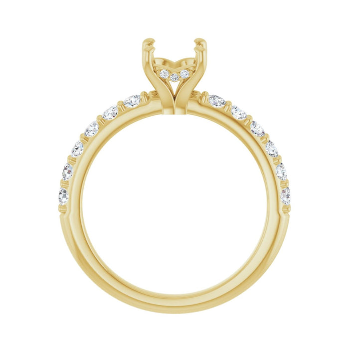 14K Yellow Gold 8x 6 mm Oval 1/2 CTW Lab-Grown Diamond Semi-Set Engagement Ring