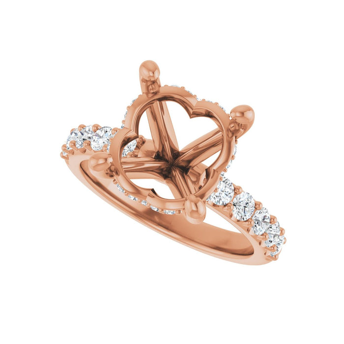 14K Rose Gold 12x 10 mm Oval 5/8 CTW Lab-Grown Diamond Semi-Set Engagement Ring