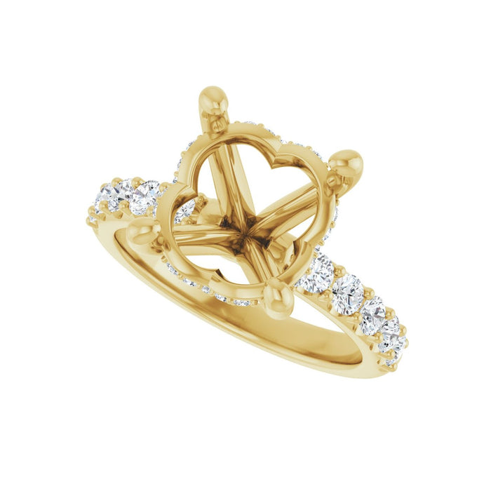 14K Yellow Gold 12x 10 mm Oval 5/8 CTW Lab-Grown Diamond Semi-Set Engagement Ring