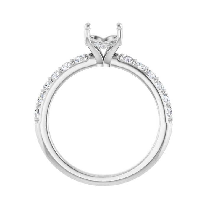 14K White Gold 6x6 mm Cushion 3/8 CTW Lab-Grown Diamond Semi-Set Engagement Ring