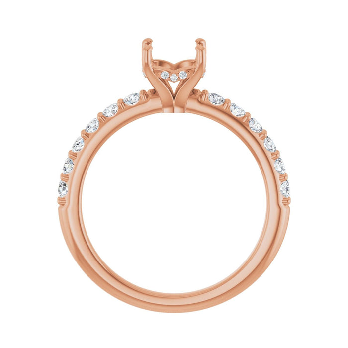 14K Rose Gold 6x6 mm Cushion 3/8 CTW Lab-Grown Diamond Semi-Set Engagement Ring