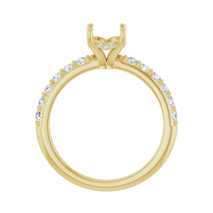 14K Yellow Gold 6x6 mm Cushion 3/8 CTW Lab-Grown Diamond Semi-Set Engagement Ring