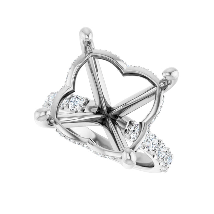 Platinum 15x 15 mm Cushion 3/4 CTW Lab-Grown Diamond Semi-Set Engagement Ring