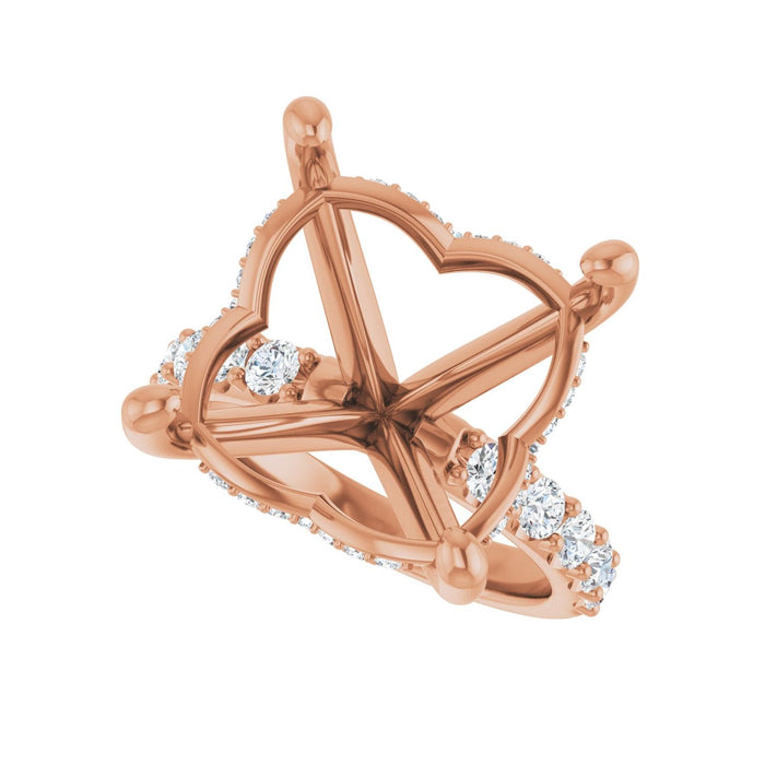 14K Rose Gold 15x 15 mm Cushion 3/4 CTW Lab-Grown Diamond Semi-Set Engagement Ring