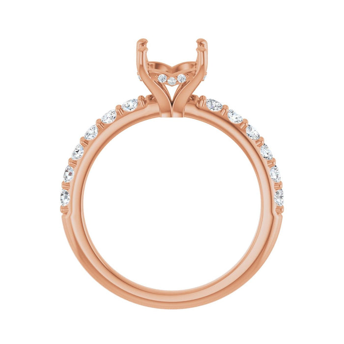 14K Rose Gold 7x7 mm Cushion 1/2 CTW Lab-Grown Diamond Semi-Set Engagement Ring