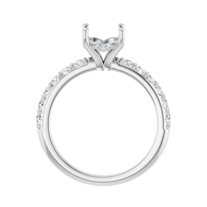 14K White Gold 7x7 mm Cushion 1/2 CTW Lab-Grown Diamond Semi-Set Engagement Ring