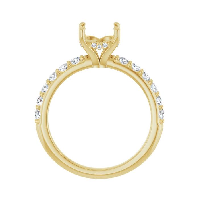 14K Yellow Gold 7x7 mm Cushion 1/2 CTW Lab-Grown Diamond Semi-Set Engagement Ring